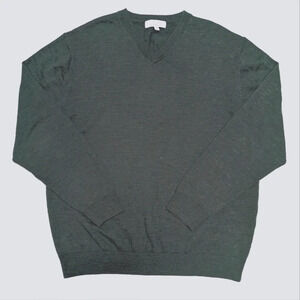 Turnbury Heather Green Large 100% Extra Fine Merino Wool Crewneck Large
